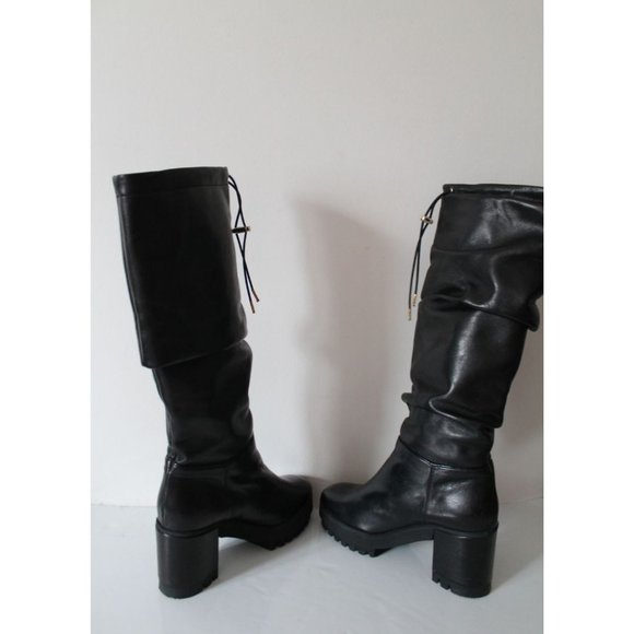 Cesare Paciotti Tall Slouchy Leather Black Boots Size EU 36/ US 6 - Picture 6 of 11